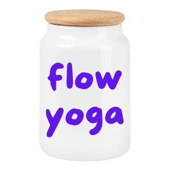 Flow Yoga Hand Lettering Purple - Cookie Jar with Wooden Lid - white - Front