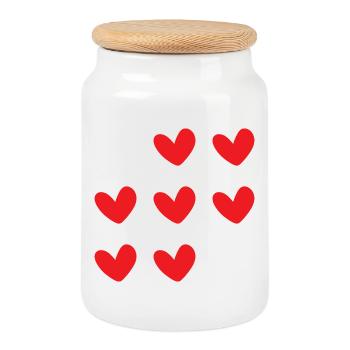 Graphique typographique de I Love Hearts Hearts - Boîte à biscuits avec couvercle en bois - blanc - Devant