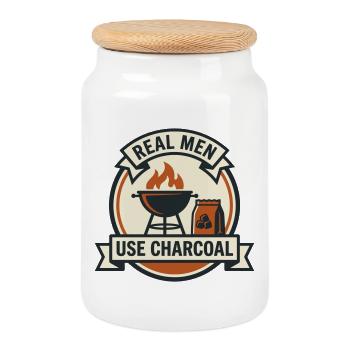 Purist Charcoal Barbecue - Cookie Jar with Wooden Lid - white - Front