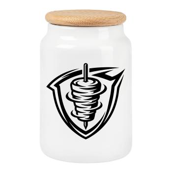 Doner kebab skewer - Cookie Jar with Wooden Lid - white - Front