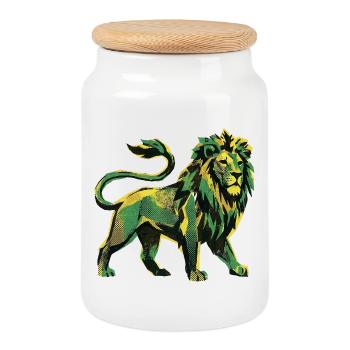 Lion Roots Reggae - Boîte à biscuits avec couvercle en bois - blanc - Devant