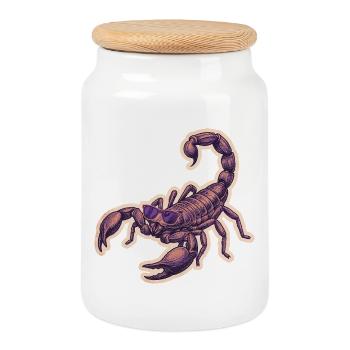 Cool Scorpio With Sunglasses - Cookie Jar with Wooden Lid - white - Front