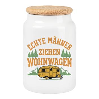 Wohnwagen Humor Shirt für Caravan Fans - Keksdose mit Holzdeckel - Weiß - Vorne