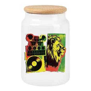 Système de son Roots Reggae - Boîte à biscuits avec couvercle en bois - blanc - Devant