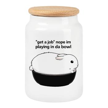 Funny bunny meme with putrid humor - Cookie Jar with Wooden Lid - white - Front