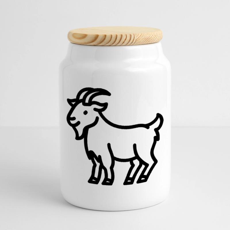 capra Biscottiera con coperchio in legno