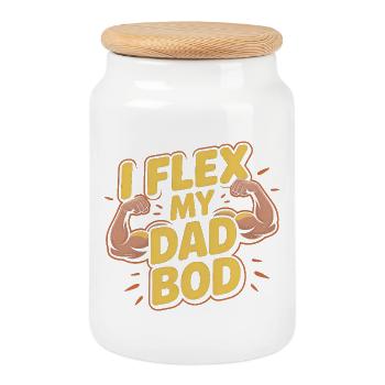 I Flex My Dad Bod - Lustiges Vater & Fitness Desig - Keksdose mit Holzdeckel - Weiß - Vorne