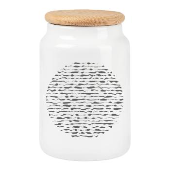 Wavy Circle Echo - Cookie Jar with Wooden Lid - white - Front
