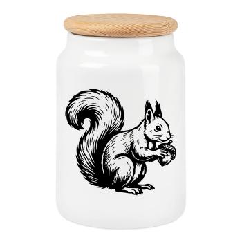 Eichhörnchen - Keksdose mit Holzdeckel - Weiß - Vorne