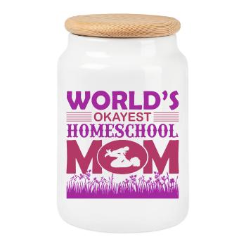 Maman d’école à la maison la plus correcte du monde - Boîte à biscuits avec couvercle en bois - blanc - Devant