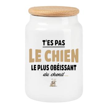 T’es pas le chien le plus obéissant du chenil - Boîte à biscuits avec couvercle en bois - blanc - Devant