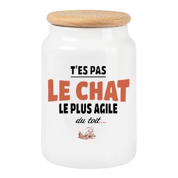 T’es pas le chat le plus agile du toit - Humour - Boîte à biscuits avec couvercle en bois - blanc - Devant