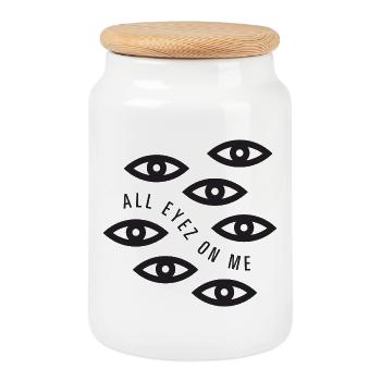 All eyez on me - Cookie Jar with Wooden Lid - white - Front