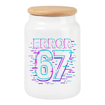 Idée de cadeau Error 67 Six Seven Glitch Cyber Meme - Boîte à biscuits avec couvercle en bois - blanc - Devant