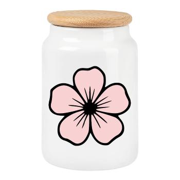 Hibiscus Blossom Pastel Flowers Gift Mother - Cookie Jar with Wooden Lid - white - Front