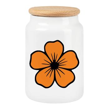 Hibiscus Blossom Orange Flowers Gift Mother's Day - Cookie Jar with Wooden Lid - white - Front