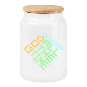 God Is Good All The Time Glaube Christlich Spruch - Keksdose mit Holzdeckel - Weiß - Vorne