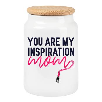 You Are My Inspiration Mom Lippenstift-Shirt - Keksdose mit Holzdeckel - Weiß - Vorne