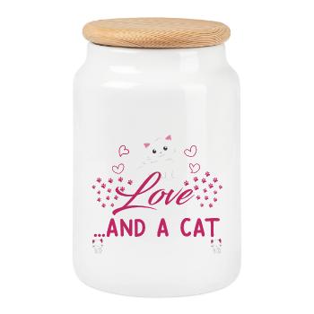 Cat Love - Keksdose mit Holzdeckel - Weiß - Vorne