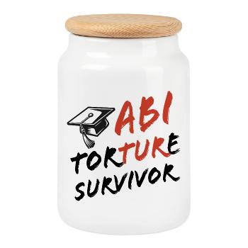 Abi Torture Survivor - Es war eine Folter - Keksdose mit Holzdeckel - Weiß - Vorne