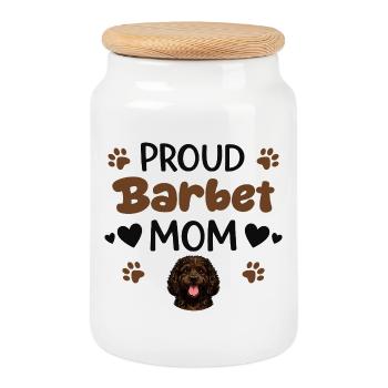 Fière mère de chien d’eau français, barbu - Boîte à biscuits avec couvercle en bois - blanc - Devant