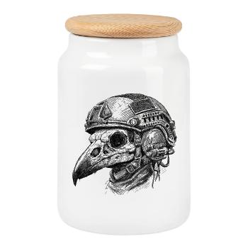 Battle Crow: Tactical Skull - Cookie Jar with Wooden Lid - white - Front