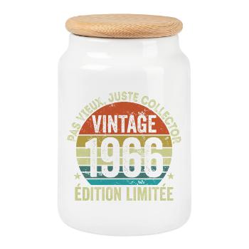 Vintage 1966 Édition Limitée Cadeau Anniversaire - Boîte à biscuits avec couvercle en bois - blanc - Devant