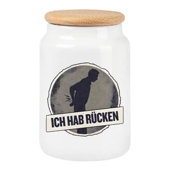 Ich hab Rücken Spruchshirt - Keksdose mit Holzdeckel - Weiß - Vorne