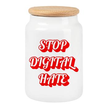 Stop Digital Hate – Statement gegen Cybermobbing & - Keksdose mit Holzdeckel - Weiß - Vorne