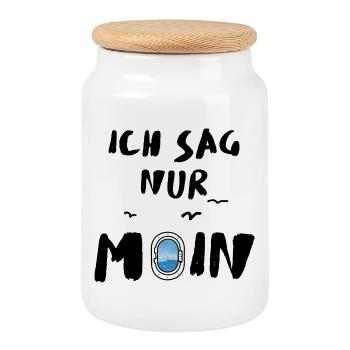  ich sag nur moin  - Keksdose mit Holzdeckel - Weiß - Vorne