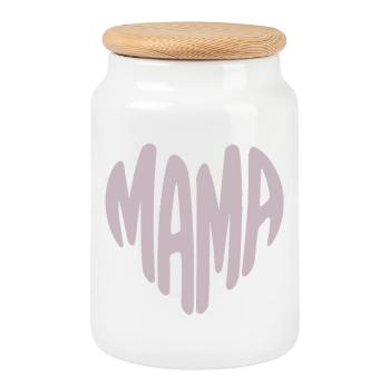 Typographie de Mom Heart - Boîte à biscuits avec couvercle en bois - blanc - Devant