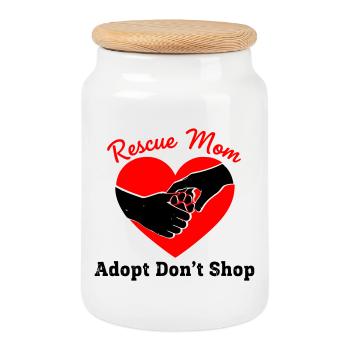 Rescue Mom Animal Welfare Heart - Cookie Jar with Wooden Lid - white - Front
