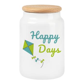 Happy Days Kite Cute Summer Vibes Design - Cookie Jar with Wooden Lid - white - Front