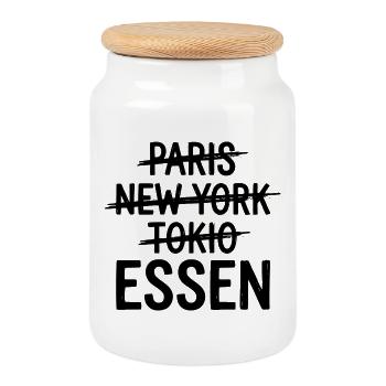 Essen Ruhrpott, T-shirt de la ville Ruhrgebiet, sweat à capuche, Mug - Boîte à biscuits avec couvercle en bois - blanc - Devant