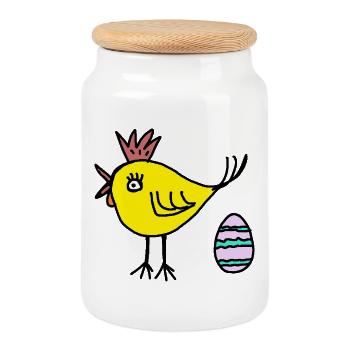 Chicken Chick Egg Easter Easter Egg Kids - Cookie Jar with Wooden Lid - white - Front