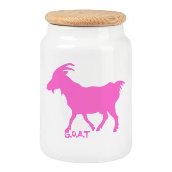 Ziege pink G.O.A.T. - Keksdose mit Holzdeckel - Weiß - Vorne