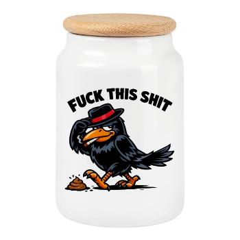 Raven Rebel avec Chapeau - Boîte à biscuits avec couvercle en bois - blanc - Devant