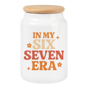 Dans mon mème d’humour italien de la pourriture cervementale de l’ère 67 des Six Sept - Boîte à biscuits avec couvercle en bois - blanc - Devant