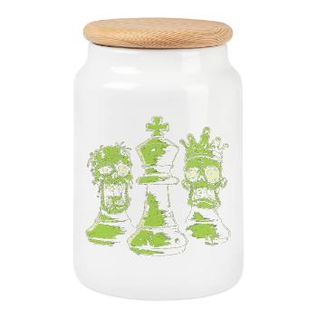 Cadeau de figurines zombies d’échecs pour hommes - Boîte à biscuits avec couvercle en bois - blanc - Devant