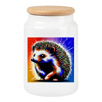 Igel - Keksdose mit Holzdeckel - Weiß - Vorne