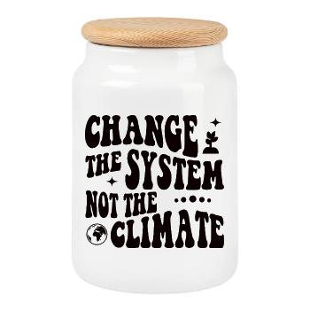 Change the system, not the climate - Keksdose mit Holzdeckel - Weiß - Vorne