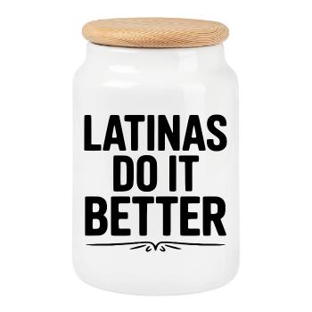 Les Latinas font mieux - Boîte à biscuits avec couvercle en bois - blanc - Devant