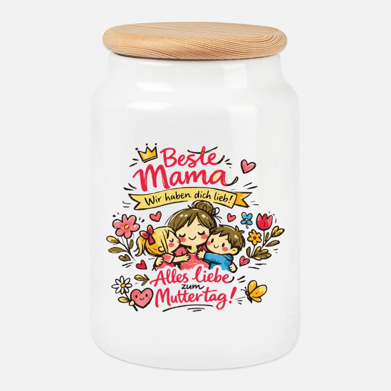  Mama Alles Liebe Muttertag - Keksdose mit Holzdeckel - Weiß