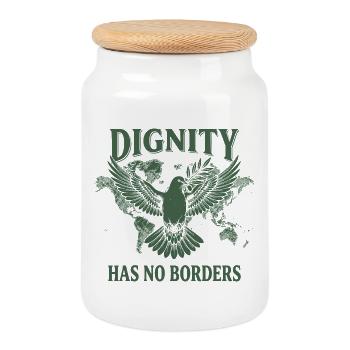 Human Rights Retro Dignity Has No Border Statement - Keksdose mit Holzdeckel - Weiß - Vorne