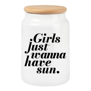 Les filles veulent juste avoir le soleil - Boîte à biscuits avec couvercle en bois - blanc - Devant