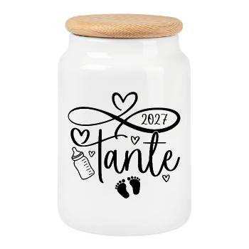 Aunt 2027 - Cookie Jar with Wooden Lid - white - Front