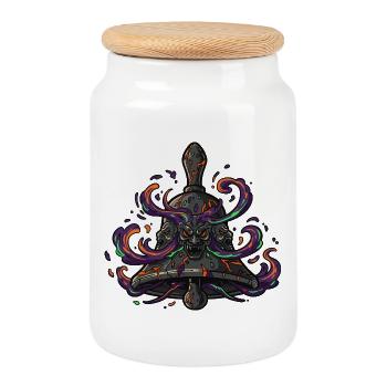 Skull Bell Neon - Cookie Jar with Wooden Lid - white - Front