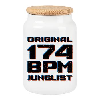 Originales 174 BPM Junglist DNB Drum and Bass - Keksdose mit Holzdeckel - Weiß - Vorne