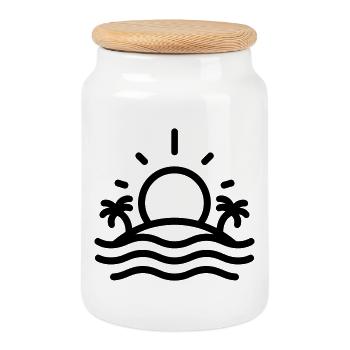 Sun beach - Cookie Jar with Wooden Lid - white - Front