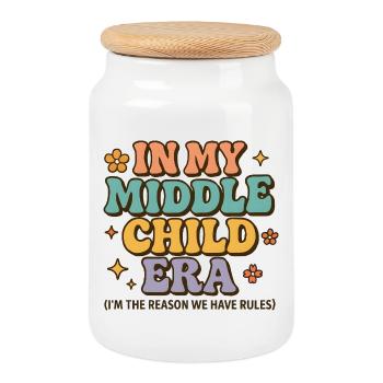 Daughter Family Humor In My Middle Child Era - Cookie Jar with Wooden Lid - white - Front
